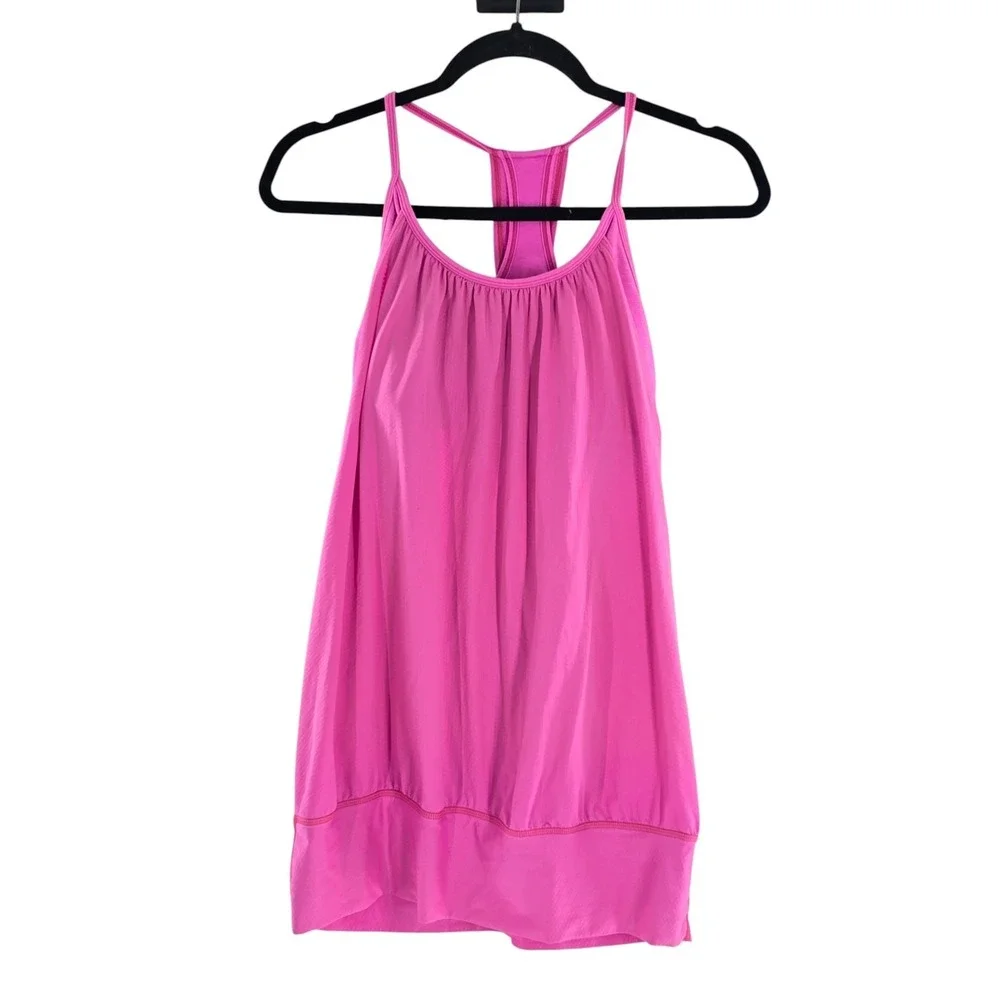Lululemon No Limits Tank Zing Pink Ligh Mini Hyper Stripe Zing Pink Light Sz 10